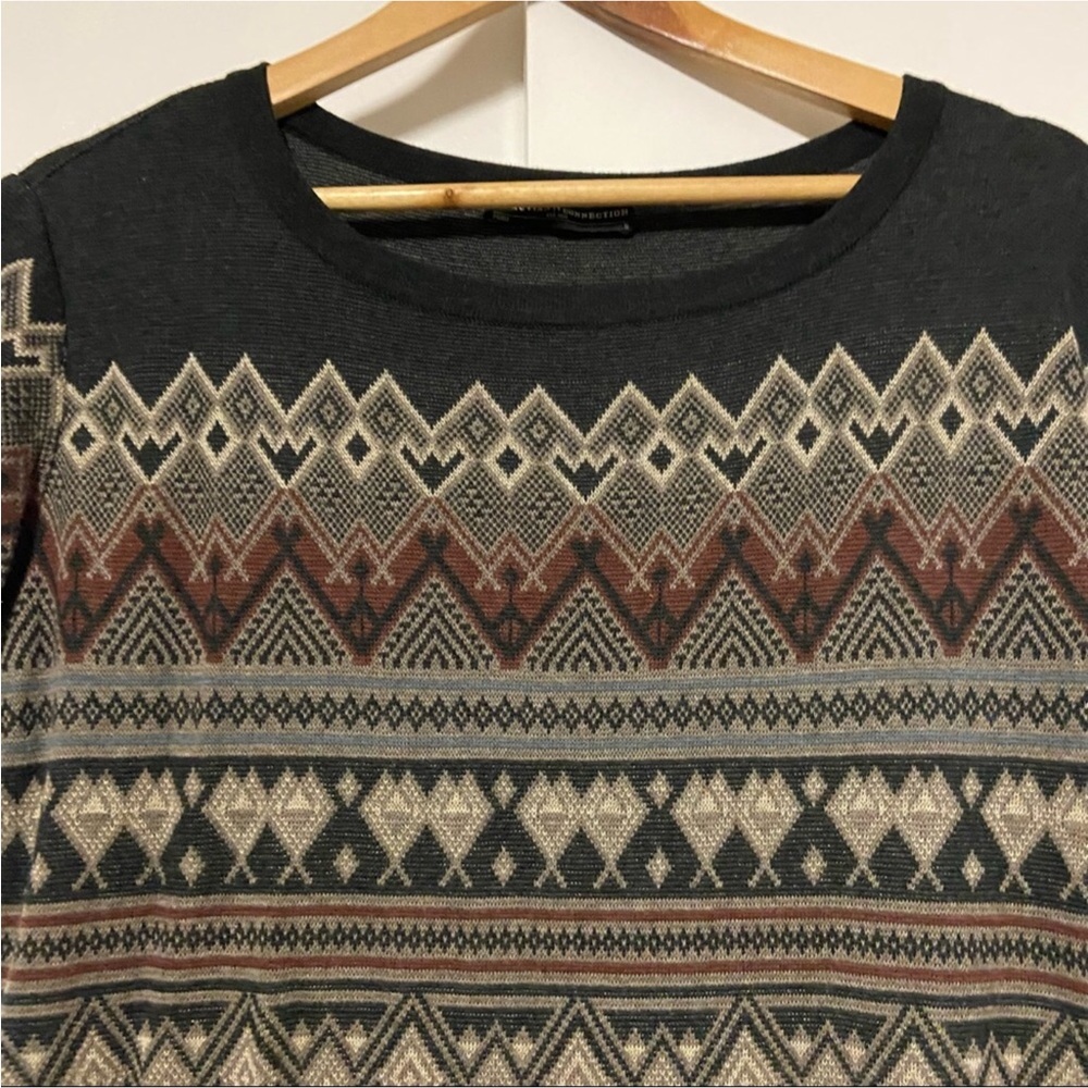 Peruvian Connection Fair Isle Tunic Sweater Pima Cotton Gray Brown Neutral - Picture 3 of 10